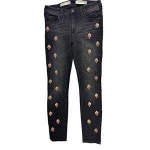 Pilcro And The Letterpress Size 28 Womens Jeans Black Embellished Skinny Mid Ris